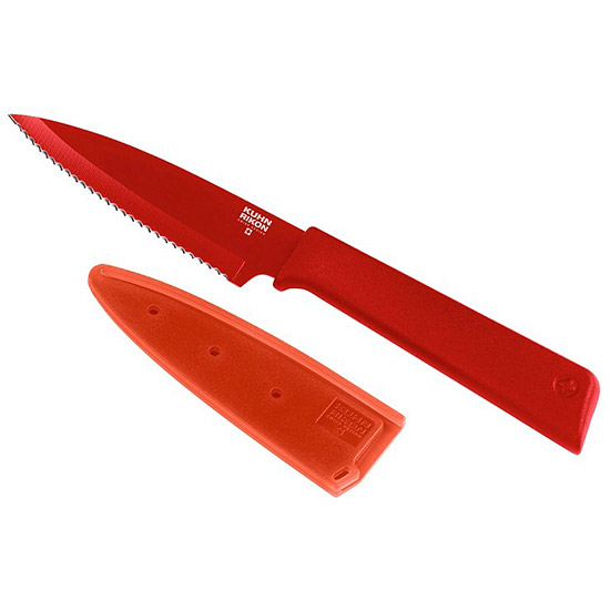 Нож малый Kuhn Rikon Colori зубчатое лезвие, красный