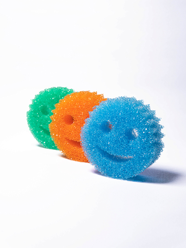 Комплект губок Scrub Daddy, 3 шт. (оранжевая, синяя, зеленая)