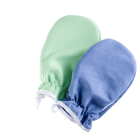 Комплект: варежка косметическая, (темно-голубая) + варежка для сауны, (зеленая) NANO SLICED
