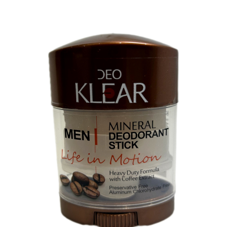 Дезодорант-Кристалл "DEOKLEAR", АМОНИЙНЫЙ кристалл-минерал, жизнь в движении, стик, плоский, вывинчивающийся (twist up), КОФЕ, 70 г,