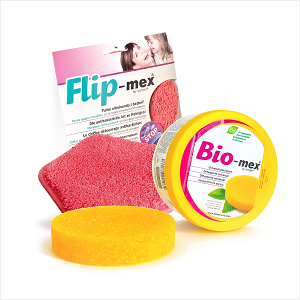 Набор: чистящая паста Bio-mex и губка-спонж Flip-mex